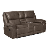 Linville Console Loveseat with Dual Recliners Brown