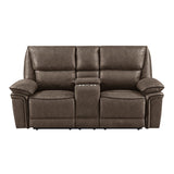New Classic Furniture Linville Console Loveseat with Dual Recliners Brown U8023-25-BRN