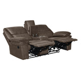 New Classic Furniture Linville Console Loveseat with Dual Recliners Brown U8023-25-BRN