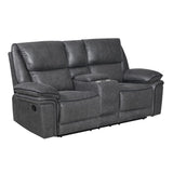 Linville Console Loveseat with Dual Recliners Gray