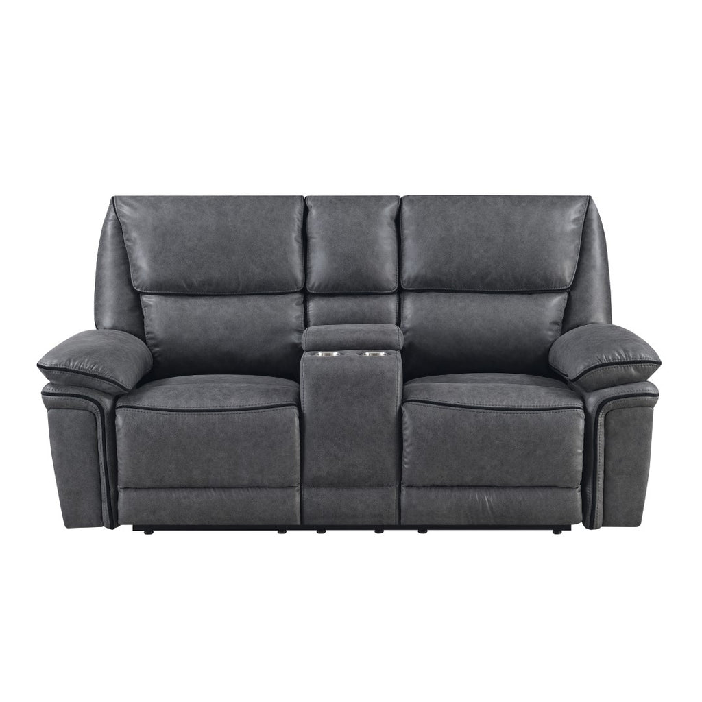 New Classic Furniture Linville Console Loveseat with Dual Recliners Gray U8023-25-GRY