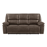New Classic Furniture Linville Sofa with Dual Recliner & Drop Down Tray Brown U8023-30-BRN