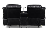 New Classic Furniture Flynn Console Loveseat with Reading Light, Power Footrest Black UC2177-25P1-PBK