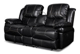 Flynn Console Loveseat with Reading Light, Power Footrest Black