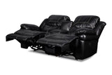 New Classic Furniture Flynn Console Loveseat with Reading Light, Power Footrest Black UC2177-25P1-PBK