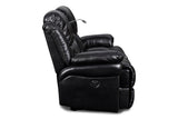 New Classic Furniture Flynn Console Loveseat with Reading Light, Power Footrest Black UC2177-25P1-PBK