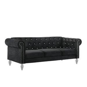 New Classic Furniture Emma Crystal Sofa Black UKD13-30-BLKC