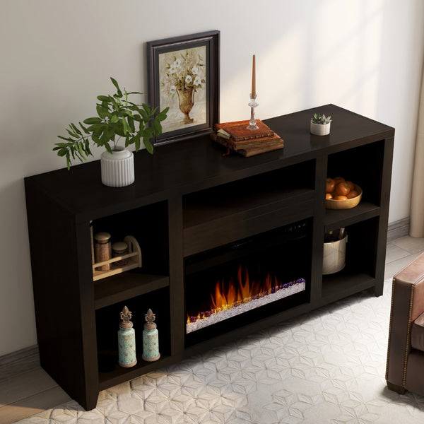 Legends Furniture Modern Black TV Stand with Electric Fireplace Included UL5201.MOC