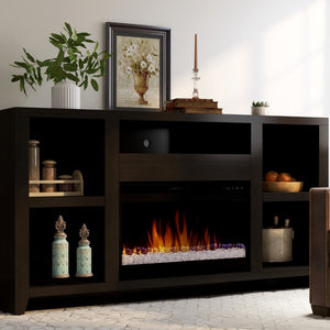 Legends Furniture Modern Black TV Stand with Electric Fireplace Included UL5201.MOC