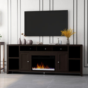 Legends Furniture Modern Black TV Stand with Electric Fireplace Included UL5284.MOC
