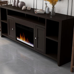 Legends Furniture Modern Black TV Stand with Electric Fireplace Included UL5284.MOC