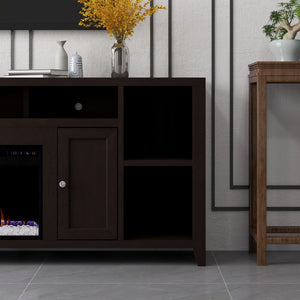 Legends Furniture Modern Black TV Stand with Electric Fireplace Included UL5284.MOC