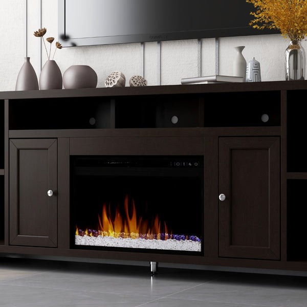 Legends Furniture Modern Black TV Stand with Electric Fireplace Included UL5284.MOC