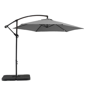 Aiden Outdoor Standing Umbrella, Polyester Fabric In Grey, Steel Stand, Air Vent, Without Flap, ...