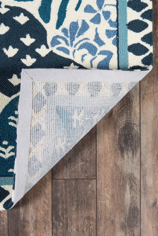 Momeni Madcap Cottage Under A Loggia UND-1 Hand Hooked Transitional Geometric Indoor/Outdoor Area Rug Blue 8' x 10' UNDERUND-1BLU80A0