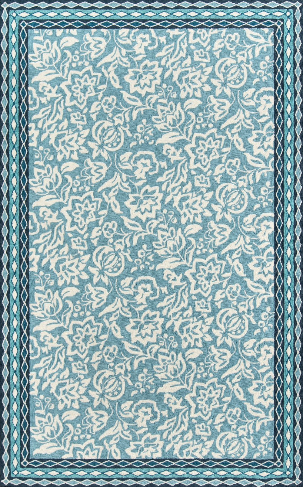 Momeni Madcap Cottage Under A Loggia UND-2 Hand Hooked Transitional Floral Indoor/Outdoor Area Rug Blue 8' x 10' UNDERUND-2BLU80A0