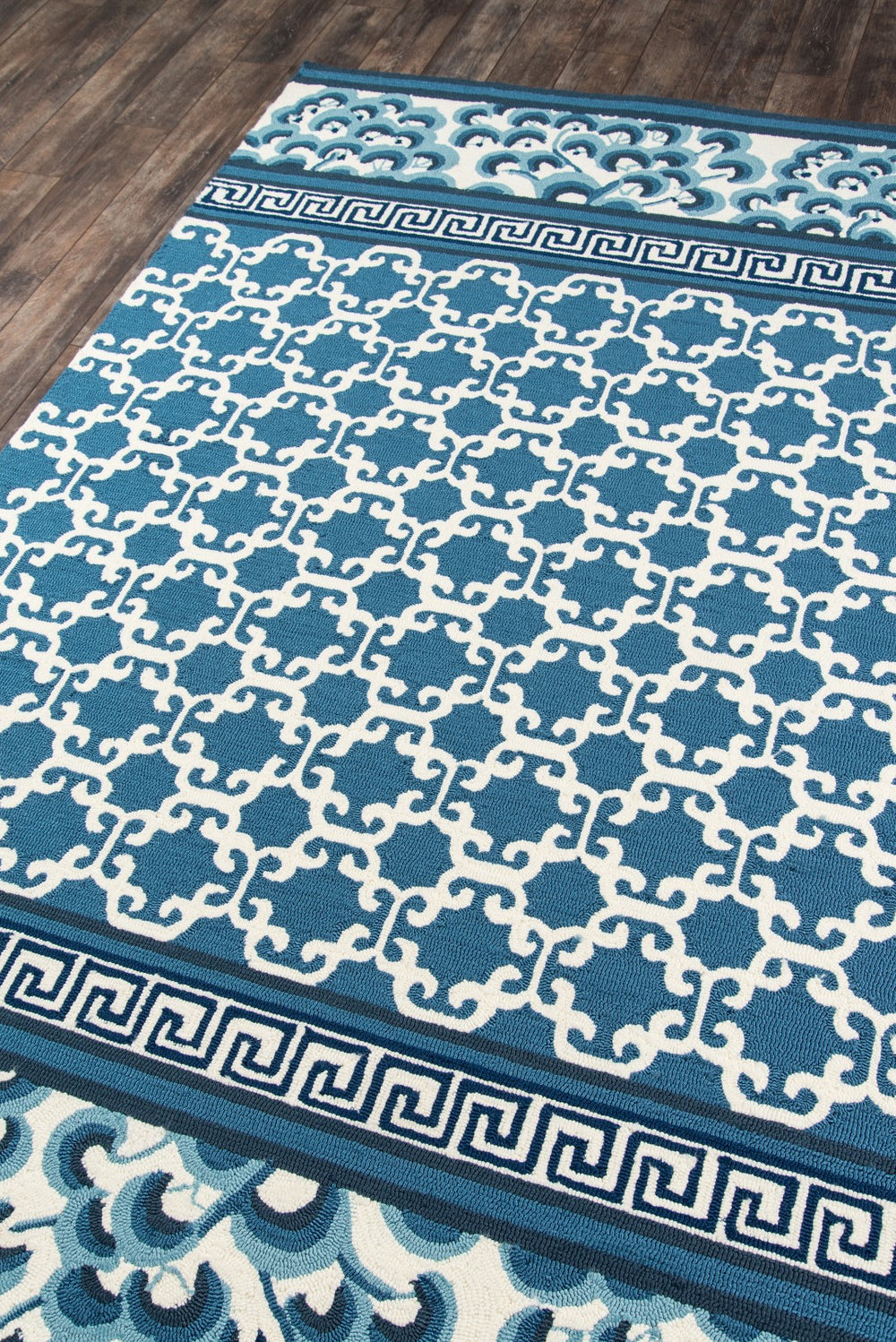 Momeni Madcap Cottage Under A Loggia UND-4 Hand Hooked Contemporary Geometric Indoor/Outdoor Area Rug Navy 8' x 10' UNDERUND-4NVY80A0