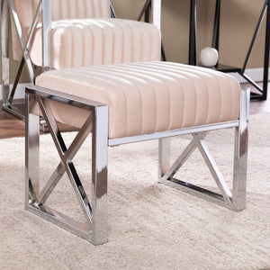 Sei Furniture Ellison Velveteen Ottoman Champagne W Chrome Up1126564