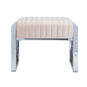 Sei Furniture Ellison Velveteen Ottoman Champagne W Chrome Up1126564