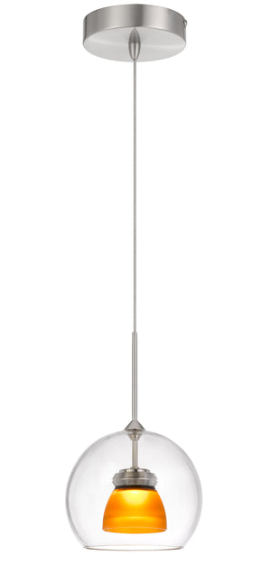 Cal Lighting Integrated Dimmable LED Glass Mini Pendant Light. 6W, 450 Lumen, 3000K UP-335-CL-AMBFR Frosted Yellow UP-335-CL-AMBFR