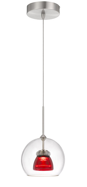 Cal Lighting Integrated Dimmable LED Glass Mini Pendant Light. 6W, 450 Lumen, 3000K UP-335-CL-REDCL Red Clear UP-335-CL-REDCL