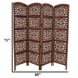 Benzara The Urban Port Handmade Foldable 4-Panel Wooden Partition Screen Room Divider, Brown UPT-148948 Dark Brown Mango Wood and MDF UPT-148948