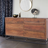 Benzara Modern Acacia Wood Dresser cum Display Unit With Metal Base, Walnut Brown and Black UPT-182996 Brown and Black Acacia Wood and Metal  UPT-182996