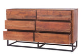 Benzara Modern Acacia Wood Dresser cum Display Unit With Metal Base, Walnut Brown and Black UPT-182996 Brown and Black Acacia Wood and Metal  UPT-182996