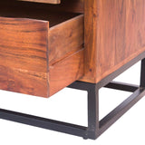 Benzara Modern Acacia Wood Dresser cum Display Unit With Metal Base, Walnut Brown and Black UPT-182996 Brown and Black Acacia Wood and Metal  UPT-182996