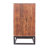 Benzara Modern Acacia Wood Dresser cum Display Unit With Metal Base, Walnut Brown and Black UPT-182996 Brown and Black Acacia Wood and Metal  UPT-182996