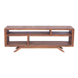 Benzara Mid Century Modern Acacia Wood Tv Unit With Splayed Legs, Walnut Brown  UPT-182997 Brown Acacia Wood UPT-182997