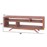 Benzara Mid Century Modern Acacia Wood Tv Unit With Splayed Legs, Walnut Brown  UPT-182997 Brown Acacia Wood UPT-182997