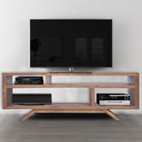 Benzara Mid Century Modern Acacia Wood Tv Unit With Splayed Legs, Walnut Brown  UPT-182997 Brown Acacia Wood UPT-182997