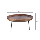 Benzara Round Mango Wood Coffee Table With Splayed Metal Legs, Brown and Black UPT-183000 Brown and Black  Mango Wood and Metal  UPT-183000