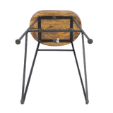 Benzara Mango Wood Saddle Seat Bar Stool With Iron Rod Legs, Brown and Black UPT-183797 Brown and Black Mango And Iron UPT-183797