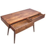 Benzara Mango Wood Writing Desk with Two Drawers and Tapered Legs, Brown UPT-186126 Brown Mango Wood UPT-186126