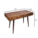 Benzara Mango Wood Writing Desk with Two Drawers and Tapered Legs, Brown UPT-186126 Brown Mango Wood UPT-186126