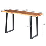 Benzara Industrial Wooden Live Edge Desk with Metal Sled Leg Support, Brown and Black UPT-195122 Brown and Black Acacia Wood and Metal UPT-195122