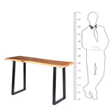 Benzara Industrial Wooden Live Edge Desk with Metal Sled Leg Support, Brown and Black UPT-195122 Brown and Black Acacia Wood and Metal UPT-195122