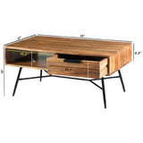 Benzara Wood and Metal Coffee Table with Spacious Storage, Brown and Black UPT-195126 Brown and Black Acacia Wood and Metal UPT-195126