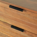 Benzara 3 Drawer Wooden Chest with Slanted Metal Base, Brown and Black UPT-195127 Brown and Black Acacia Wood and Metal UPT-195127