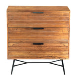 Benzara 3 Drawer Wooden Chest with Slanted Metal Base, Brown and Black UPT-195127 Brown and Black Acacia Wood and Metal UPT-195127