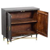 Benzara Rustic Style Mango Wood Cabinet with Dual Door Storage, Gray and Gold UPT-195274 Gray Mango wood and Metal UPT-195274