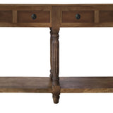 Benzara Traditional Wooden Console Table with 4 Drawers and Turned Legs, Brown UPT-197308 Brown Mango Wood UPT-197308