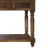 Benzara Traditional Wooden Console Table with 4 Drawers and Turned Legs, Brown UPT-197308 Brown Mango Wood UPT-197308