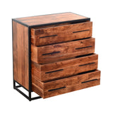 Benzara Handmade Dresser with Live Edge Design 4 Drawers, Brown and Black UPT-197872 Brown and Black Acacia Wood and Metal UPT-197872