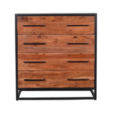 Benzara Handmade Dresser with Live Edge Design 4 Drawers, Brown and Black UPT-197872 Brown and Black Acacia Wood and Metal UPT-197872