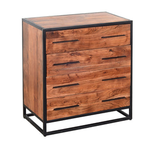 Benzara Handmade Dresser with Live Edge Design 4 Drawers, Brown and Black UPT-197872 Brown and Black Acacia Wood and Metal UPT-197872