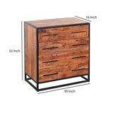 Benzara Handmade Dresser with Live Edge Design 4 Drawers, Brown and Black UPT-197872 Brown and Black Acacia Wood and Metal UPT-197872