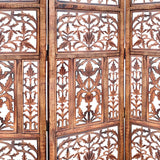 Benzara Handcrafted 3 Panel Mango Wood Screen with Cutout Filigree Carvings, Brown UPT-200176 Brown Mango Wood and MDF UPT-200176